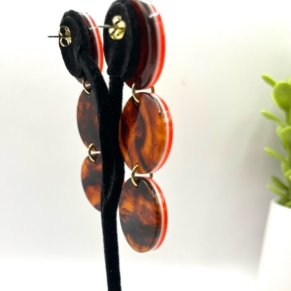 J.Crew Disc statement earrings Resin orange 3 Large Disc Post Back 3 1/4” - Picture 4 of 10